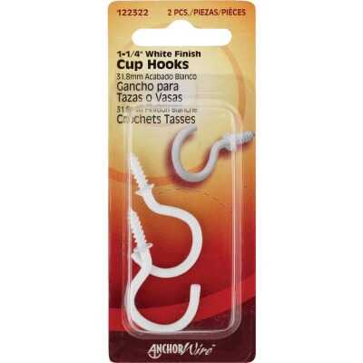 Hillman Anchor Wire 1-1/4 In. White Large Cup Hook (2 Count)